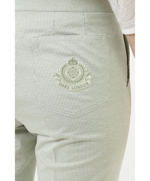 DAKS コットンリネンストライプパンツ グリーン