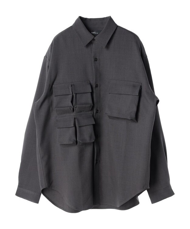 CRAFT STANDARD BOUTIQUE ポリエステルツイルポケッタブルシャツ Charcoal Gray