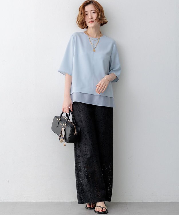 23区 【先行予約】ラッセルオーナメントレース ワイド パンツ ブラック系