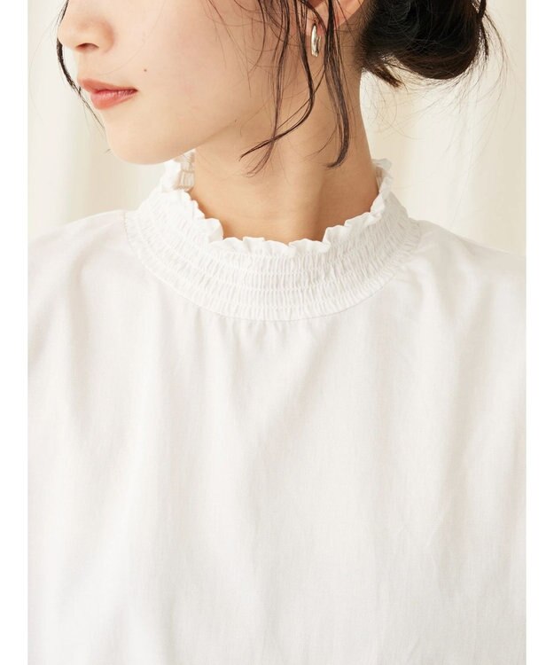 CRAFT STANDARD BOUTIQUE インドコットンシャーリングハイネックブラウス Off White