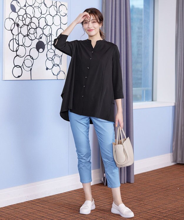 Tiaclasse 【新色追加・洗える】アンクルテーパードパンツ サックス