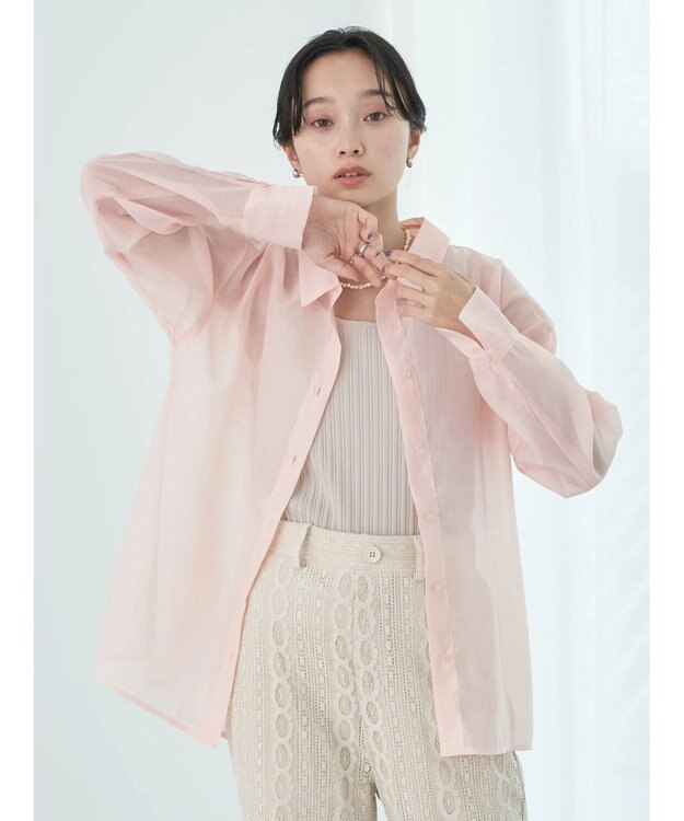 earth music&ecology オープンデザインシアーシャツ Orange