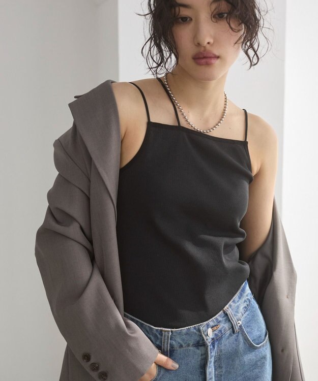 WEGO 【ANGIE VINTAGE/SMLサイズ展開】ストラップカップ付きベアキャミソール ブラック