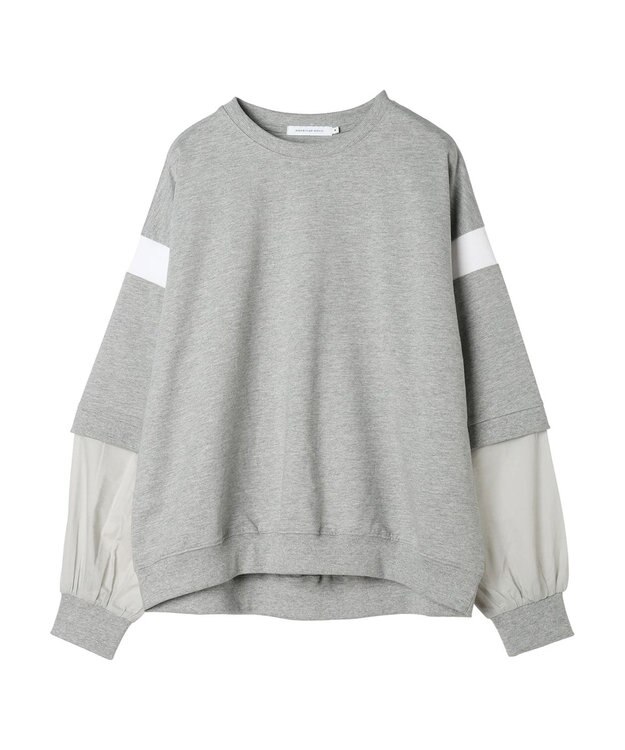 AMERICAN HOLIC 袖異素材ミニ裏毛プルオーバー Light Gray Mixture