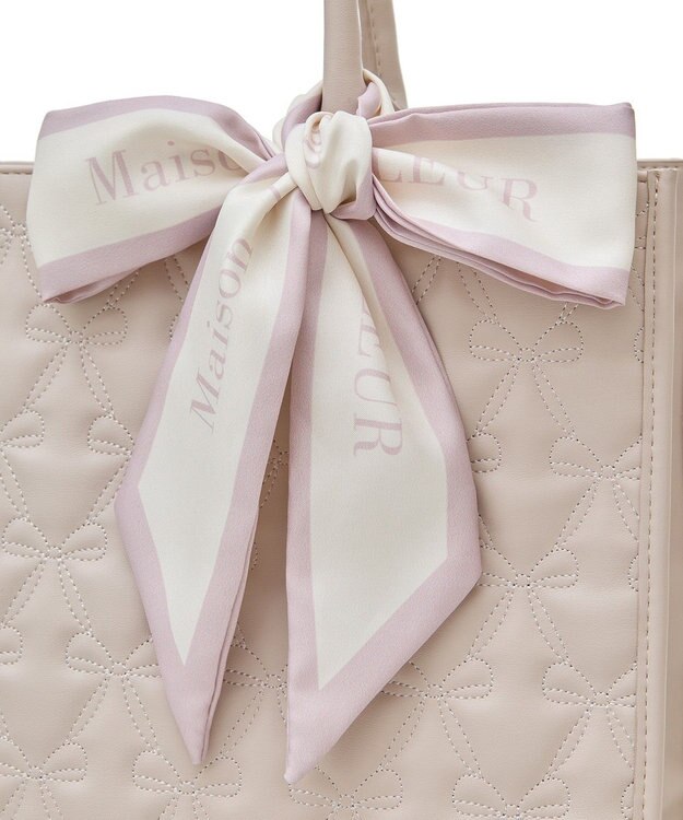 Maison de FLEUR スカーフ付リボンキルティングトートバッグ Pink