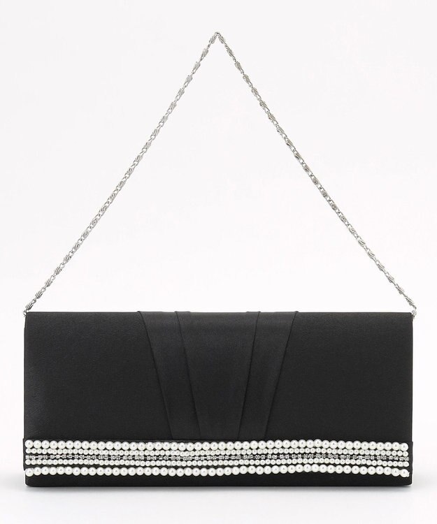 ANY SIS 【2WAY】パール調ラインクラッチ バッグ ブラック