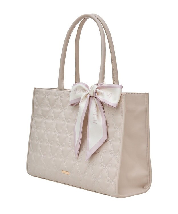 Maison de FLEUR スカーフ付リボンキルティングトートバッグ Pink