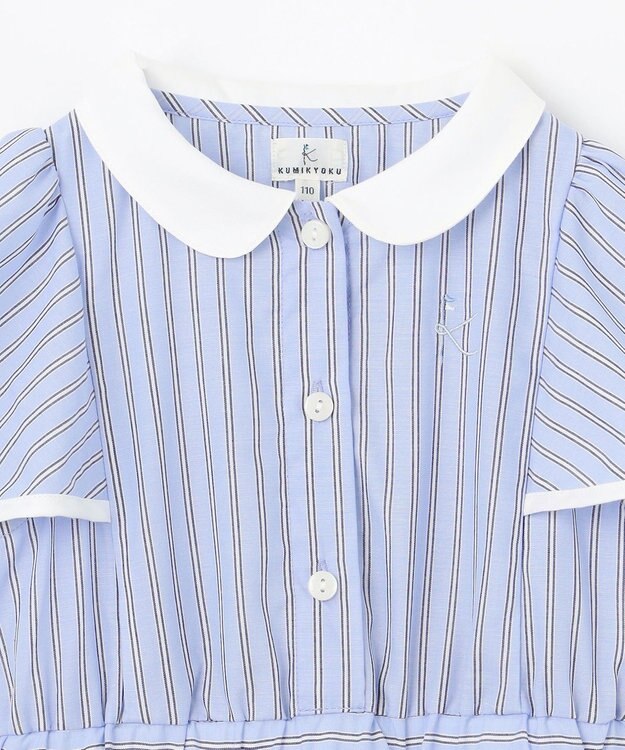 組曲 KIDS 【110-140㎝】サマーストライプ ワンピース サックスブルー系1