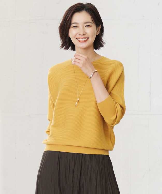 J.PRESS LADIES 【洗える】VIS/PE RIB ドルマンスリーブ ニット イエロー系