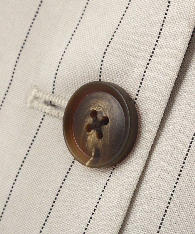 earth music&ecology 【セットアップ対応】リネンライクダブルジャケット Stripe Ivory