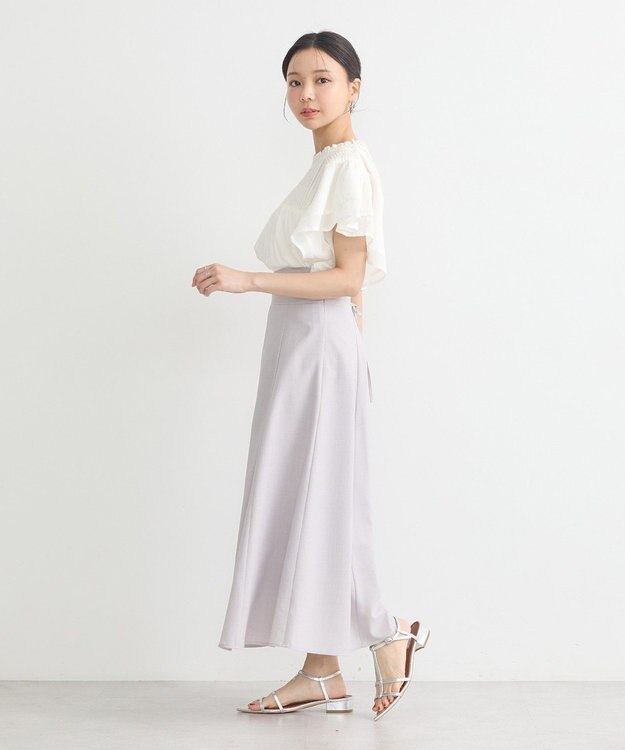 earth music&ecology フリルピンタック半袖ブラウス Off White