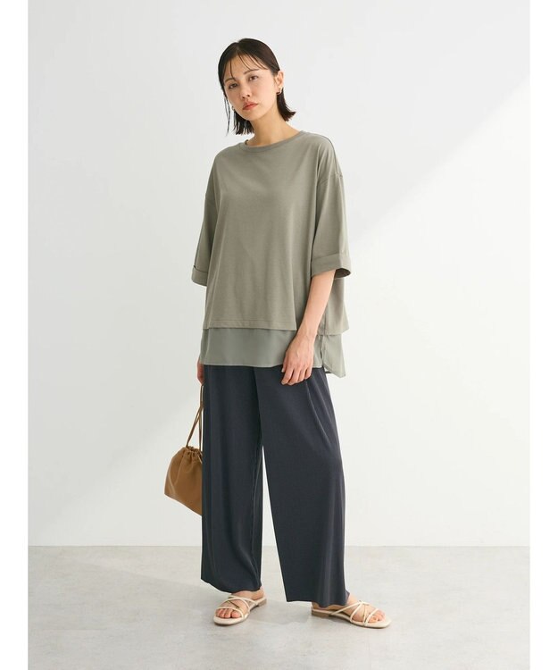 Green Parks セルフカットプリーツ風パンツ Charcoal Gray