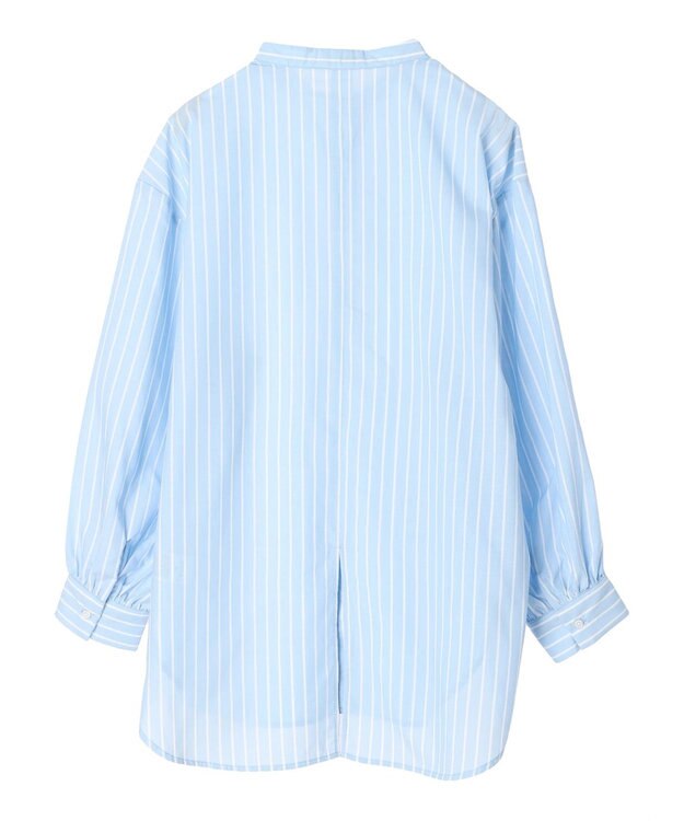 earth music&ecology バンドカラーストライプシャツ Sax