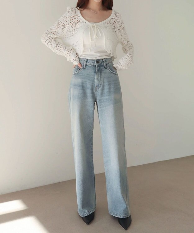 WEGO 【XS～Lサイズ展開/美脚】ストレートデニムパンツ デニム淡加工色