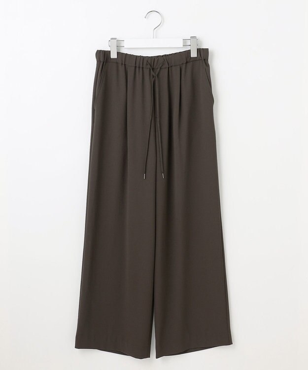 J.PRESS LADIES 【洗える・接触冷感・吸水速乾】Lightジョーゼット ワイド パンツ ダークブラウン系