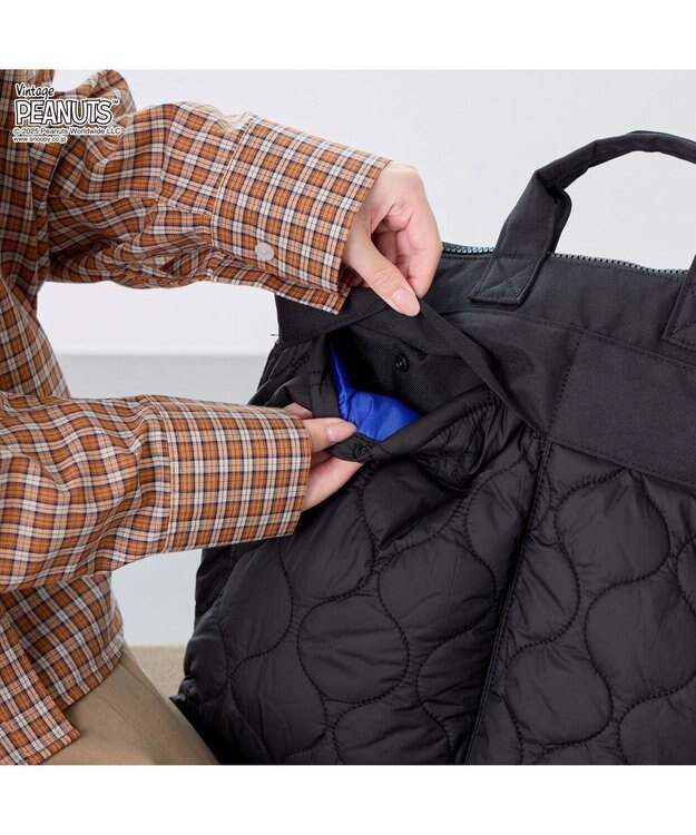 ROOTOTE 8457【スヌーピー】IP.セオルー.パフ.ピーナッツ-0R 01：ブラック