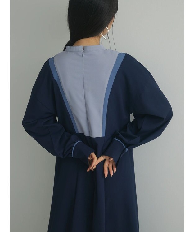 Green Parks armonia．配色パターンワンピース Navy