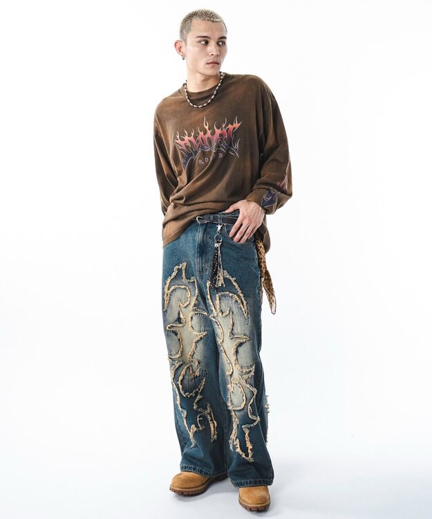 WEGO 【ユニセックス着用ITEM】フレイムグラフィックBIGT（LS） ブラウン