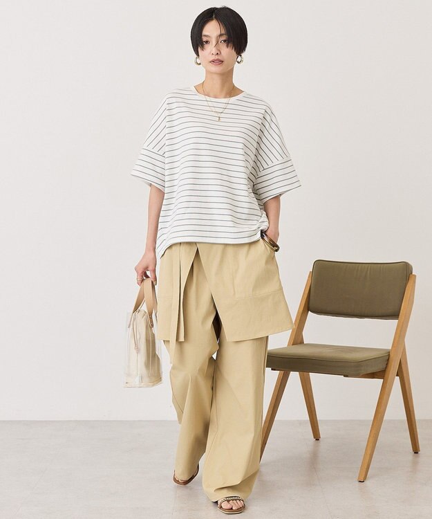 AMERICAN HOLIC 【先行予約】ボーダーコクーンプルオーバー Grayish Khaki