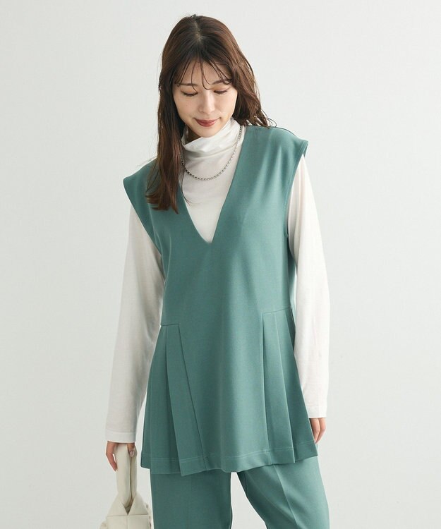 Green Parks ・Ｐｅｔｉｔ　Ｆｌｅｕｒ　サイドプリーツベスト Green
