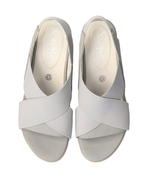 INTER-CHAUSSURES 【BUSSOLA】ワイドエラスティッククロスベルトサンダル グレーヌバック