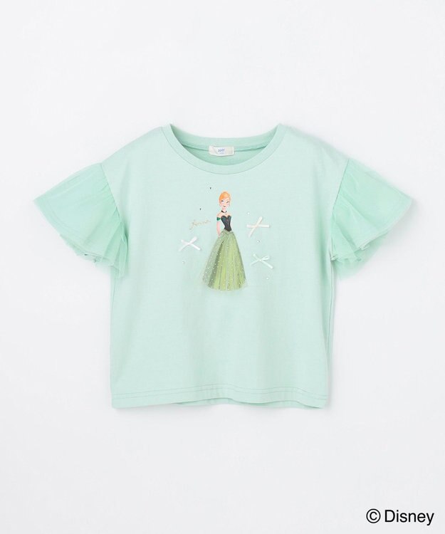 ANY KIDS 【ディズニー/FROZEN】【綿100%】袖チュール Tシャツ ミント（「アナ」）