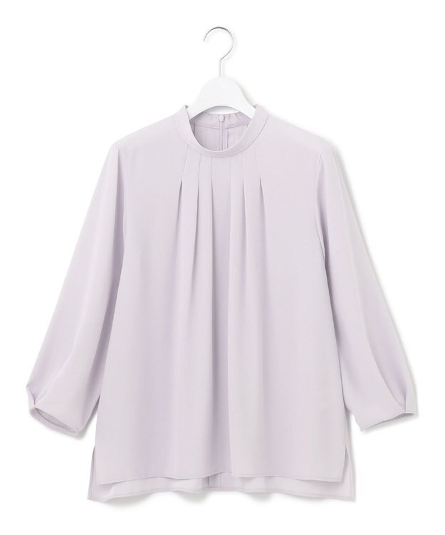 23区 【洗える】 バックサテンアムンゼン スタンドカラー ブラウス ライラック系
