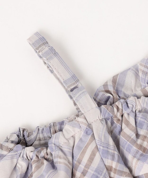 ANY KIDS 【洗濯機可能】2WAY チェックブラウス ブラウン