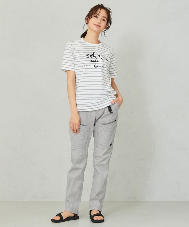 JOSEPH ABBOUD MOUNTAIN 【UNISEX】ギザンティ天竺ボーダー Tシャツ ライトグレー系2