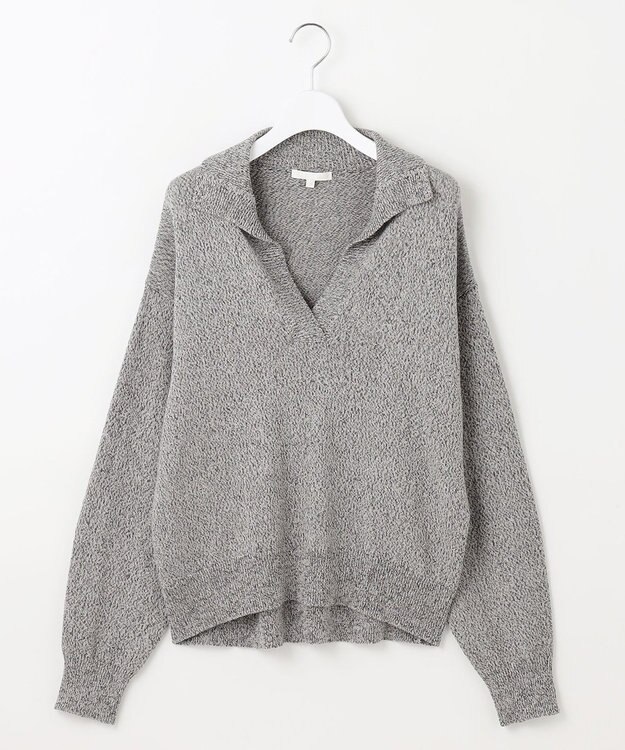 自由区 S ペーパーウールコットン襟付き ニット グレー系