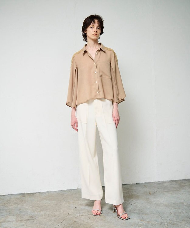 GRACE CONTINENTAL シアーポンチョシャツ キャメル