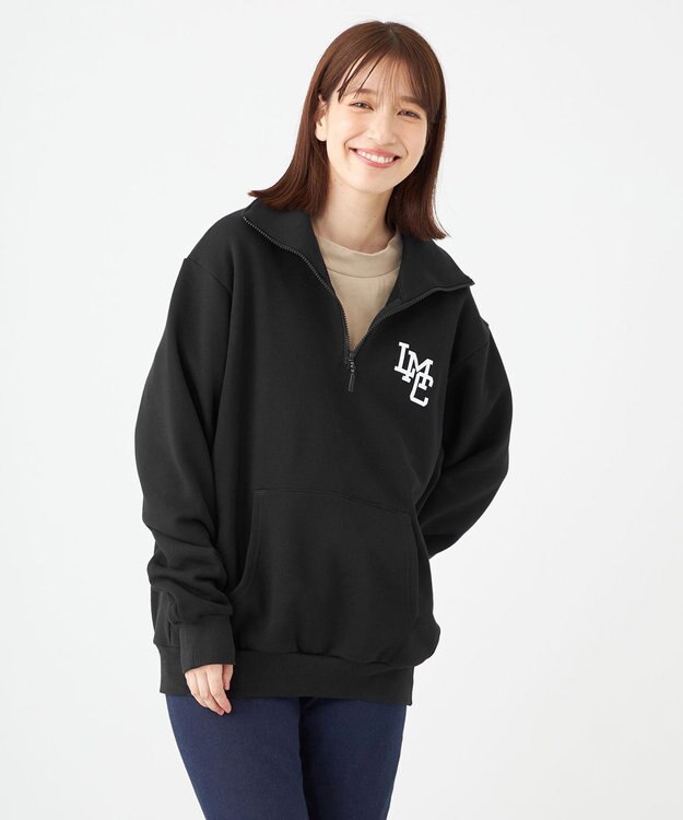 SHARE PARK LADIES 【UNISEX】MVS裏毛ハーフジップスウェット（S・Mサイズ） ブラック