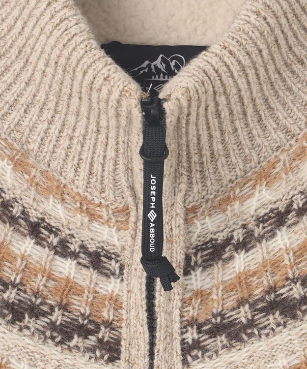 JOSEPH ABBOUD MOUNTAIN 【イタリア糸使用/サスティナブル素材/裏地付き/ライナードッキング対応】 コットンウールジャガードニットアウター ベージュ系
