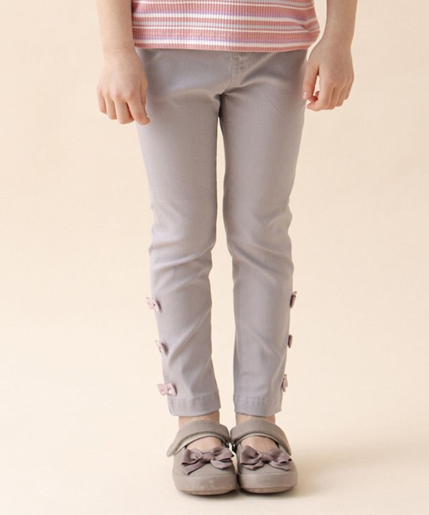 ANY KIDS 裾リボンストレート パンツ グレージュ
