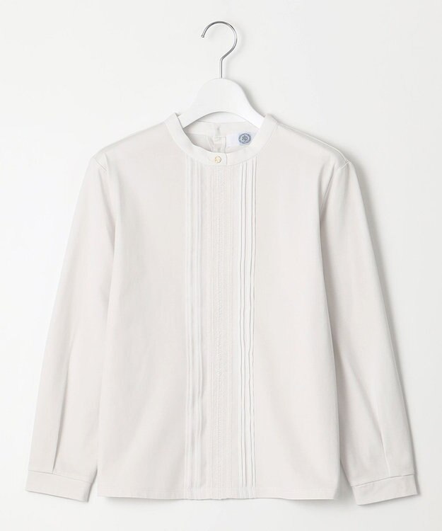 J.PRESS LADIES S プレーティングジャージー ピンタック カットソー ライトグレー系