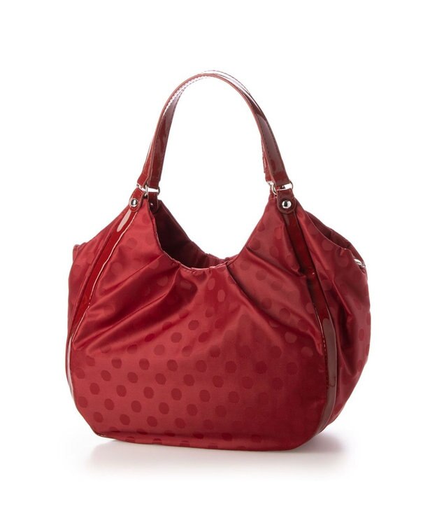 Y'SACCS ドット柄ジャガードエナメルアクセント2wayトート レッド