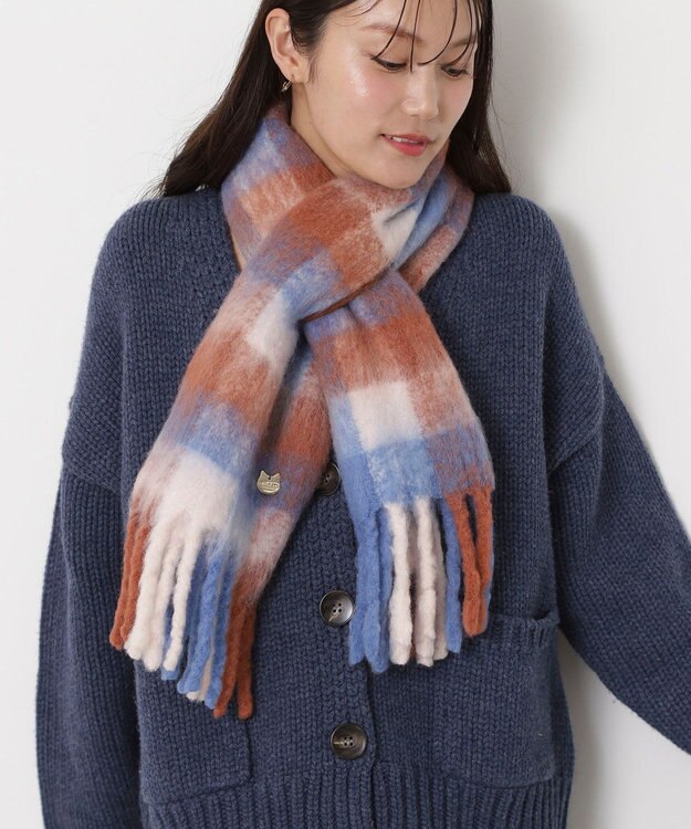 MOONBAT PAUL&JOE ACCESSOIRES(ポール&ジョー) ボリュームマフラー ブロックチェック ブラウン