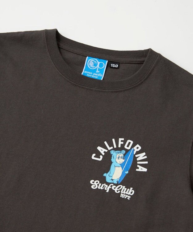 OP／FILA 【Ocean Pacific】カリフォルニアベアバックプリントTシャツ チャコールグレー