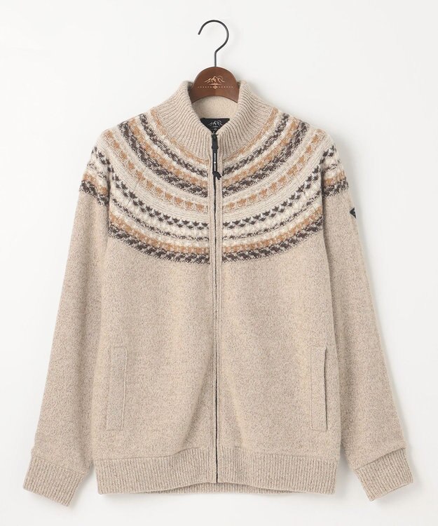 JOSEPH ABBOUD MOUNTAIN 【イタリア糸使用/サスティナブル素材/裏地付き/ライナードッキング対応】 コットンウールジャガードニットアウター ベージュ系