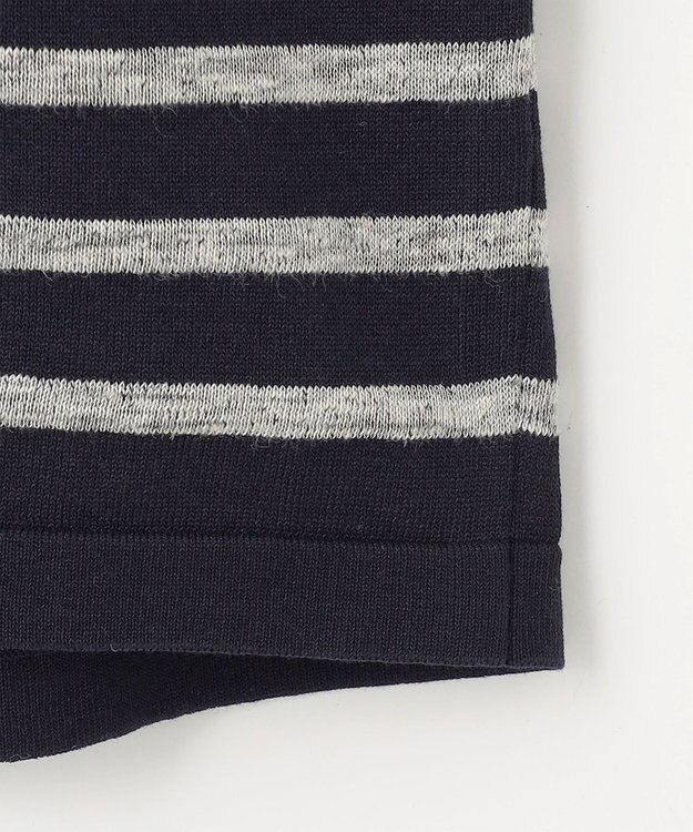 JOSEPH ABBOUD 【清涼感/ストレッチ/洗える】クールスキン ボーダーT ニット ネイビー系2