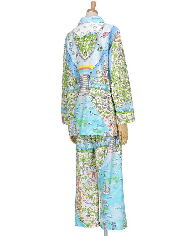 tsumori chisato SLEEP ツモリチサト パジャマ 綿100%(本体) サテン 長袖 長ズボン レディース UDX506/ワコール サックス