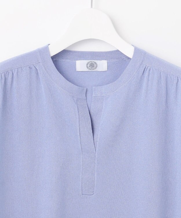 J.PRESS LADIES L 【WEB限定カラーあり・洗える】Vis/Peスパーク バンドカラー ニット ブルー系