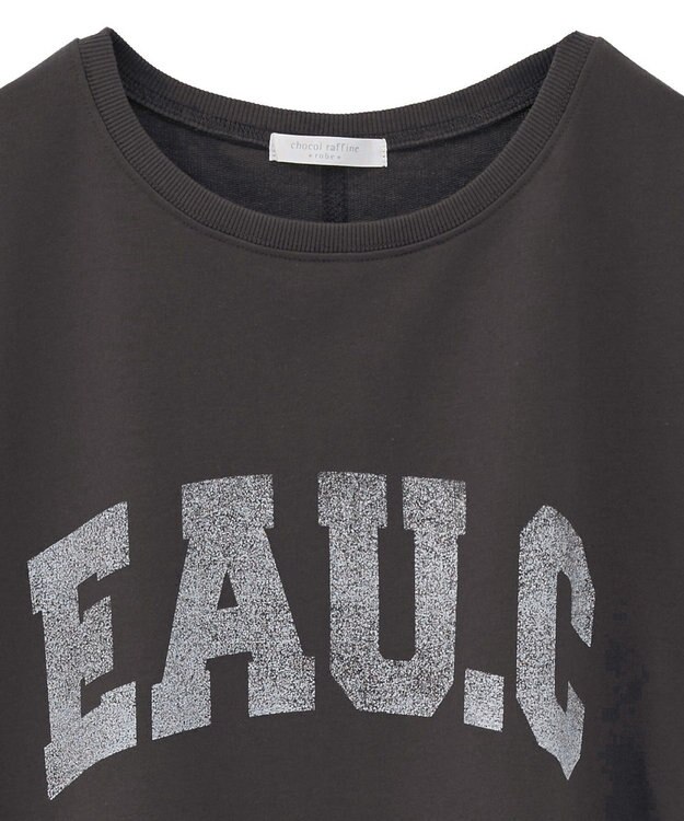 Green Parks ７分袖ミニ裏毛ドルマンロゴプルオーバー Charcoal Gray