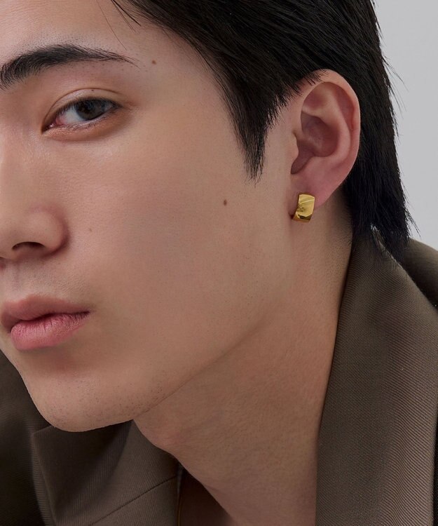 Phoebe 【金属アレルギー対応】ワンタッチワイドフープミニピアス(片耳)/サージカルステンレス ゴールド ゴールド