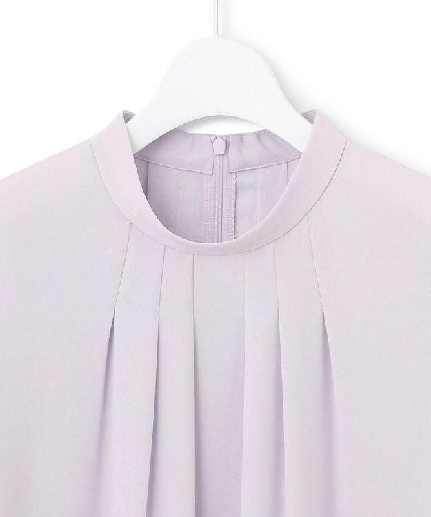 23区 【洗える】 バックサテンアムンゼン スタンドカラー ブラウス ライラック系