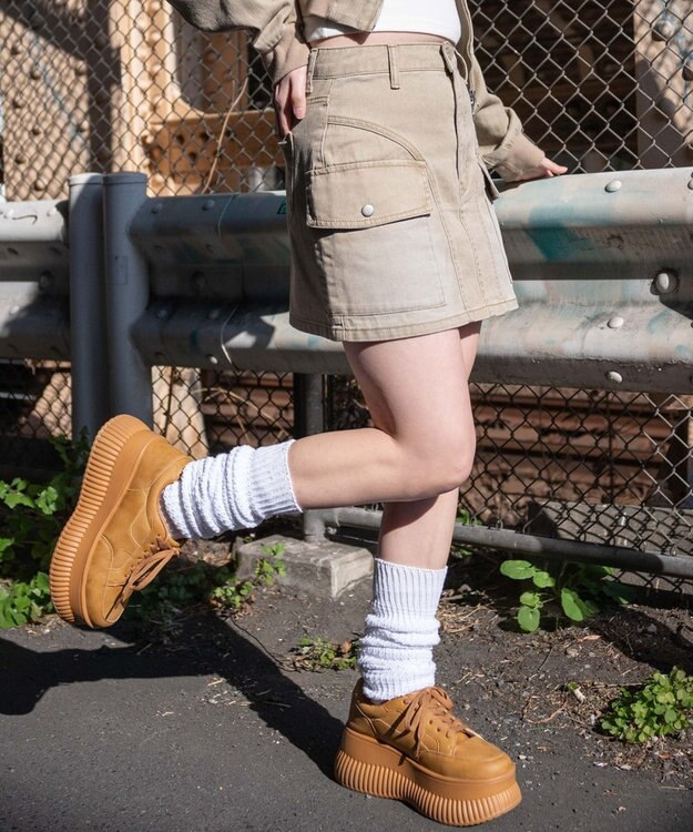 WEGO ヴィンテージウォッシュカーゴミニスカート ベージュ