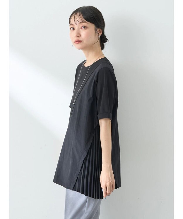 earth music&ecology プリーツドッキングチュニック Black