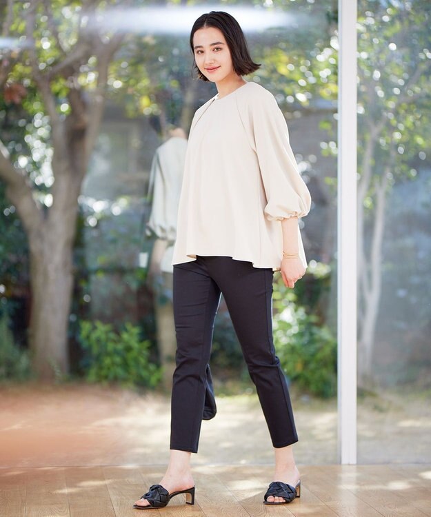 UNFILO 【洗える】撥水ハイストレッチパンツ ブラック