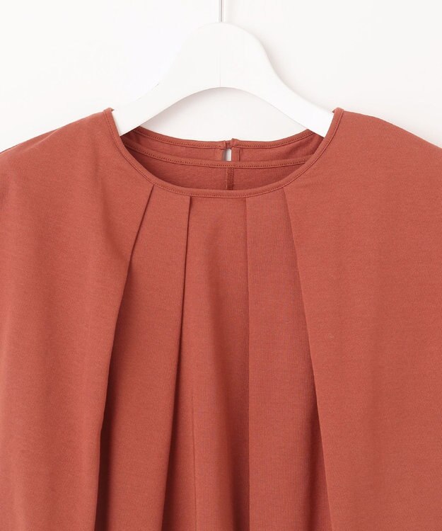 23区 【洗える】ドライコットンジャージー レイヤードワンピース テラコッタ系