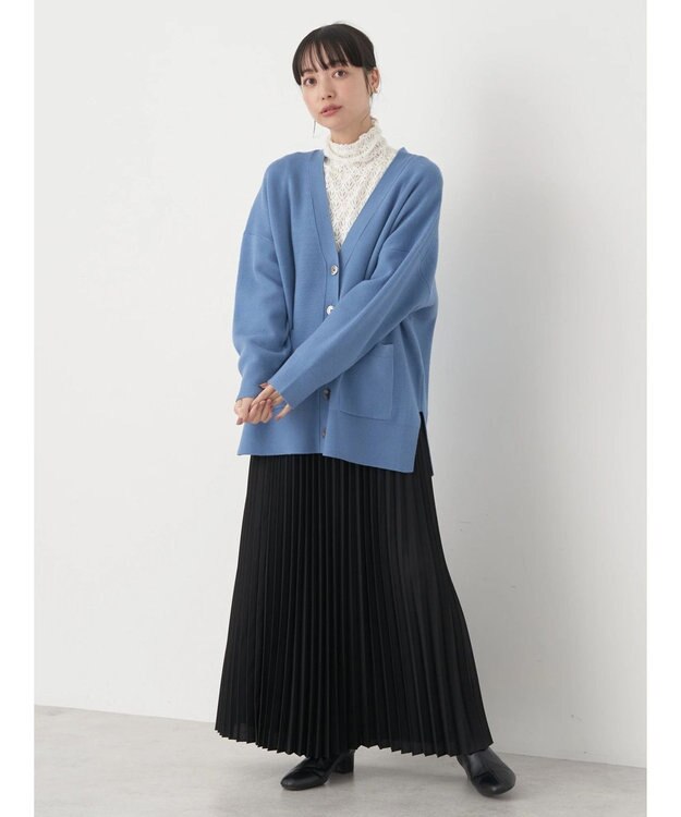 earth music&ecology やわらかタッチＶネックカーディガン Sax